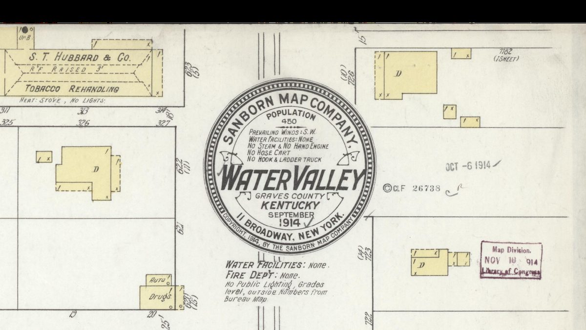 1914 Sanborn Fire Insurance Map of Water Valley, Graves County, Kentucky